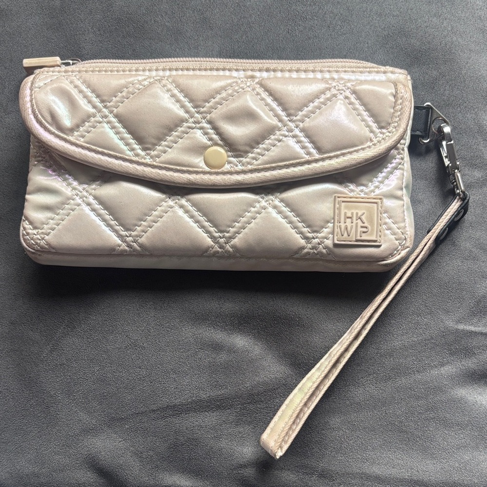 HKWP Quilted Wristlet Clutch - Silver
